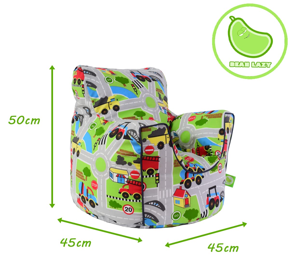 Bean Lazy Cotton Transport Road Map Bean Bag Arm Chair with Beans Toddler Size