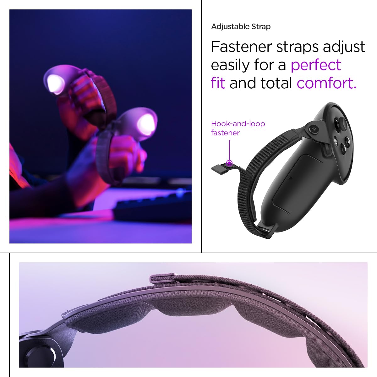 Spigen Silicone Fit Designed for Meta Quest 3 / Quest 3S / Quest 3S Xbox Edition Controller Grips, Non-Slip Adjustable Controller Strap with Battery Opening - Black