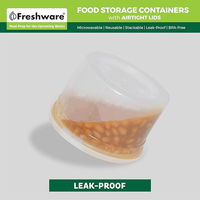 Freshware 1/2 Gallon Plastic Deli Food Storage Soup Containers