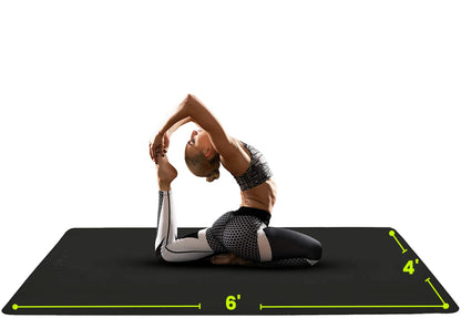 Large Yoga Mat (6'x4') – 1/4" & 1/2" Thick Exercise Mats for Home Workout, Extra Wide Workout Mats for Home Gym, Yoga, Pilates, Stretching, Floor & More