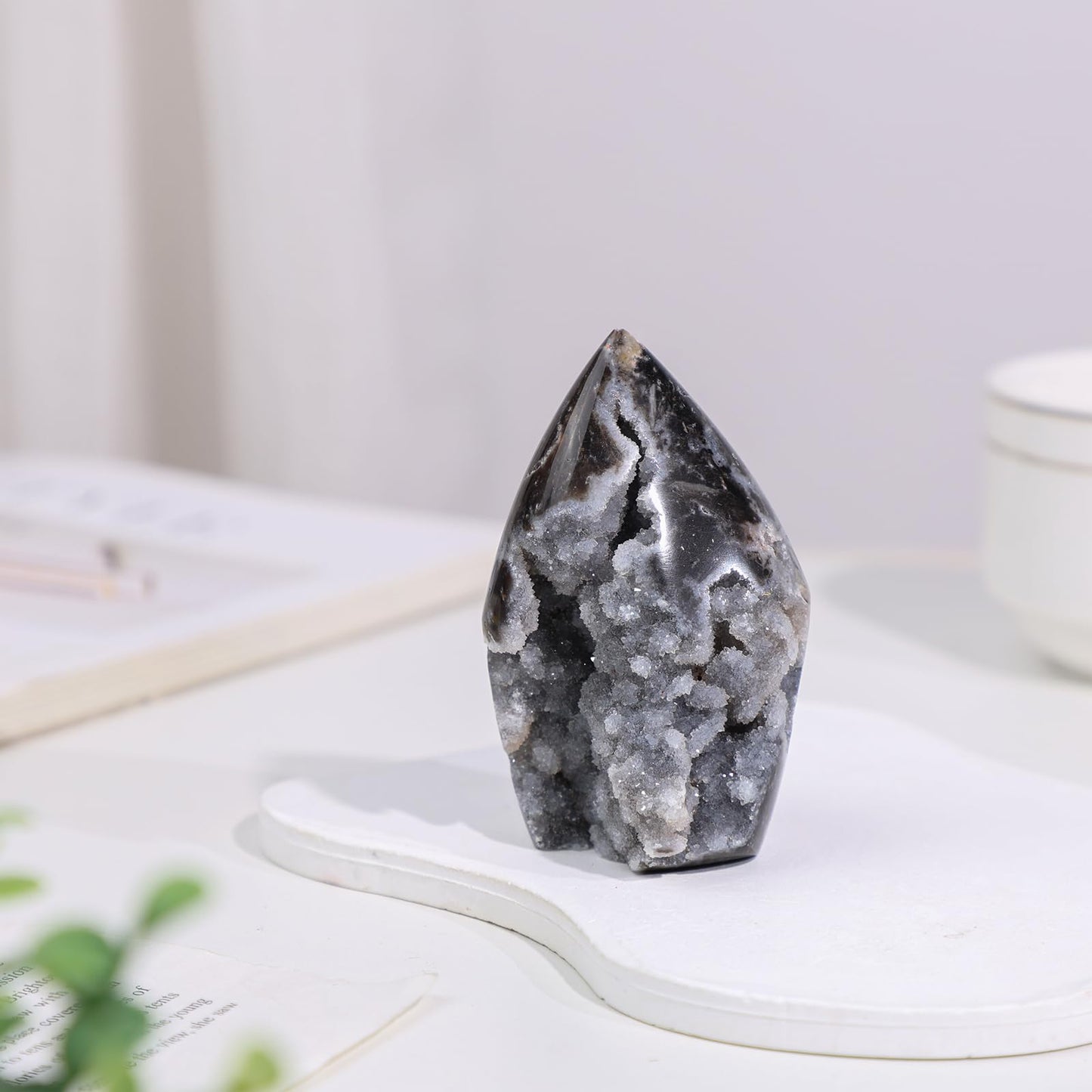 mookaitedecor Natural Sphalerite Geode Tower Crystal Cluster, Self-Standing Stone Point Rock Mineral Specimen for Collection Home Decor, 0.22-0.44 LB