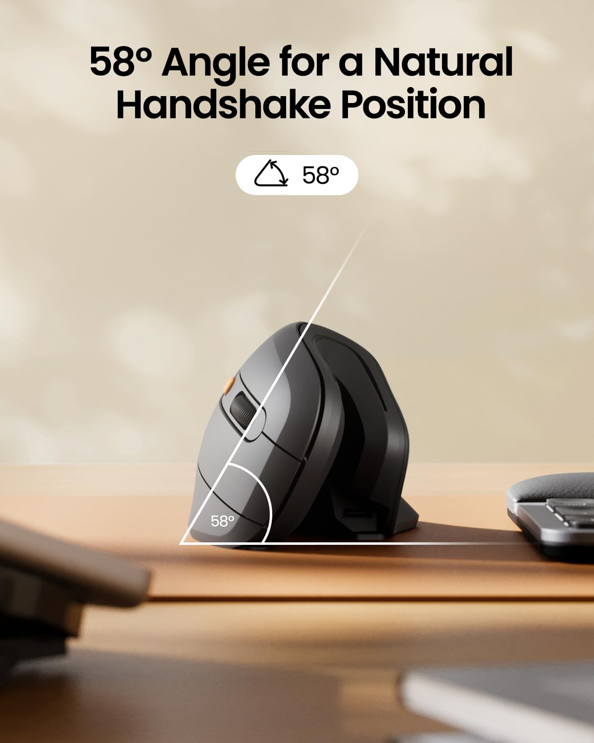 ProtoArc EM11 NL Ergonomic Mouse, Wireless Vertical Mini Mouse Rechargeable Optical Mice with Multi-Device (2*Bluetooth + USB Connection), 3 Adjustable DPI for Computer, iPad, Mac, Windows Black