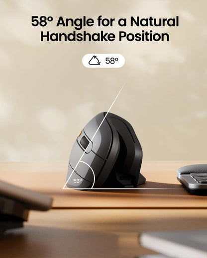 ProtoArc EM11 NL Ergonomic Mouse, Wireless Vertical Mini Mouse Rechargeable Optical Mice with Multi-Device (2*Bluetooth + USB Connection), 3 Adjustable DPI for Computer, iPad, Mac, Windows Black