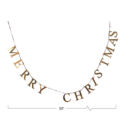 Creative Co-Op 55" L Merry Christmas, Brass Finish Metal Garlands, Multi