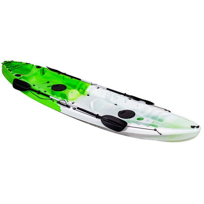 GarveeLife Fishing Kayaks, 12.4FT Sit on Top Kayak for 2-3 Person Adults with Paddle & Comfortable Seat, Capacity of 600LBS, Hard Shell Recreational Ocean Kayak Boat