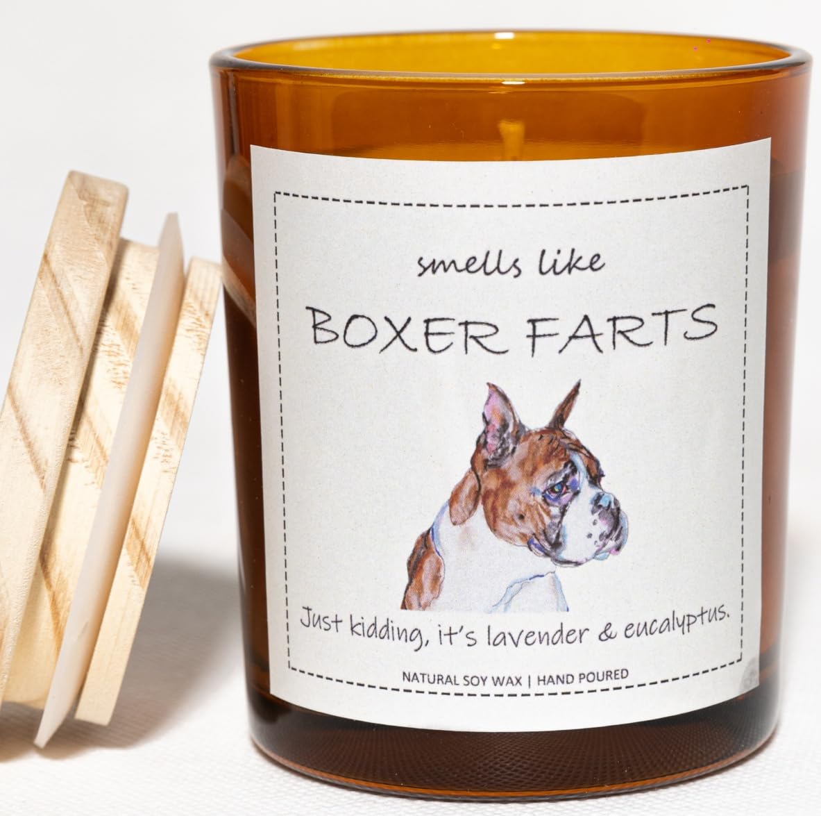 Boxer Dog Gifts & Decor, Boxer Dog Gifts for Women, Smells Like Boxer Farts Candle - Lavender & Eucalyptus, Crafted by Natural Soy Wax & Natural Essential Oils