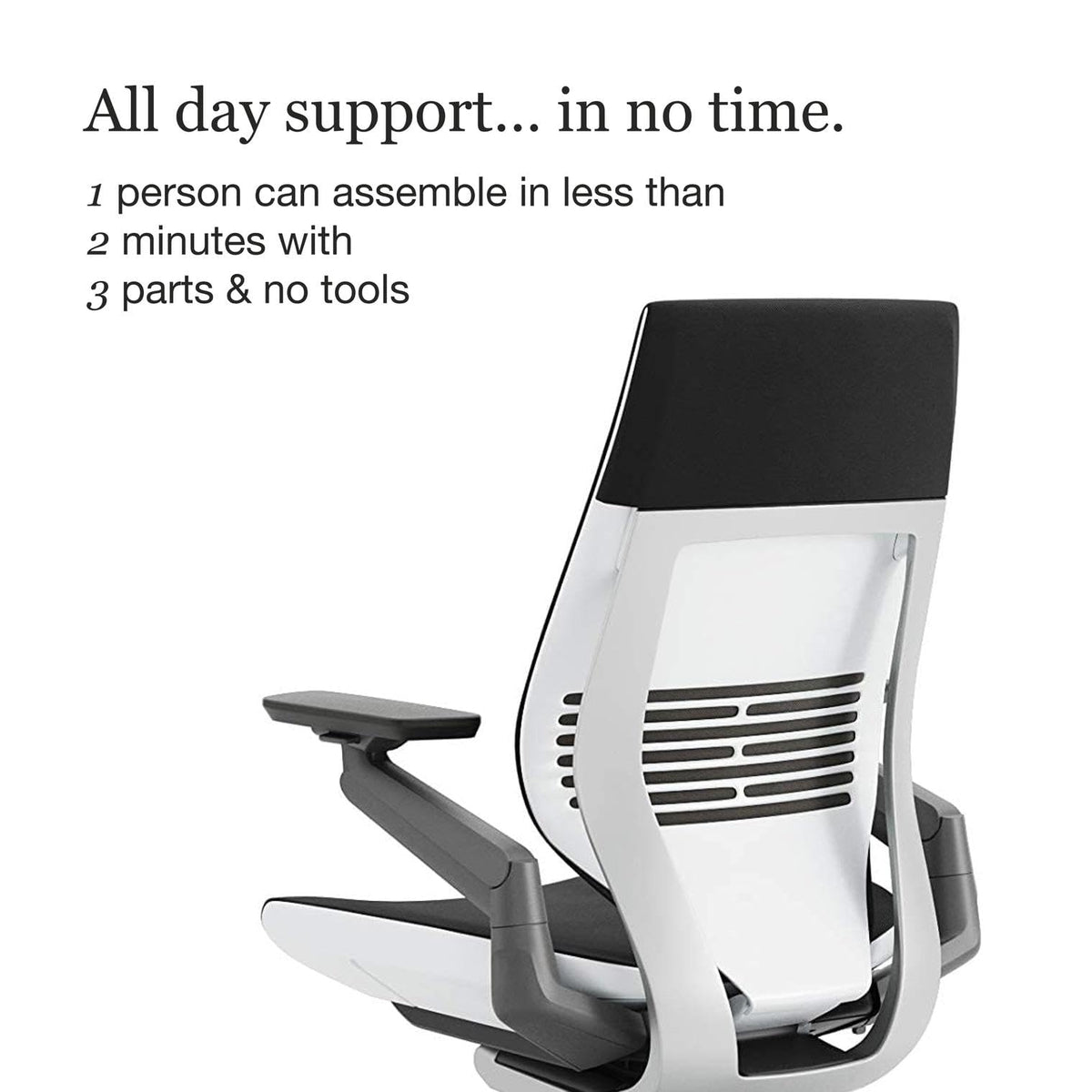 Steelcase Gesture Office Chair - Ergonomic Work Chair with Wheels for Carpet - Comfortable - Intuitive-to-Adjust for Desk - 360-Degree Arms - Licorice Fabric