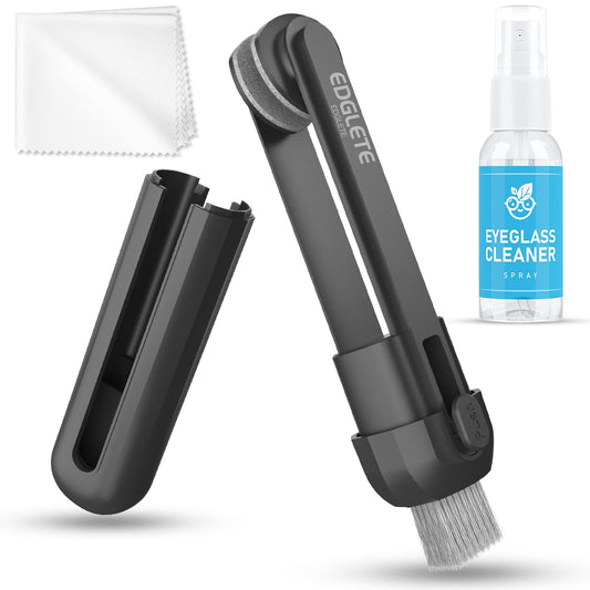 Glasses Cleaner Eyeglass Cleaning Kit, Lens Cleaners Spray with Microfiber Cloth, Portable Glasses Cleaning Kit for Travel, Safe Eyeglasses Cleaner Tool, No Streaks Scratch, Black