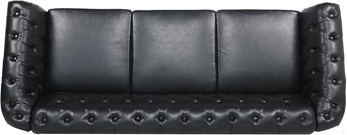 LEVNARY Chesterfield Sofa, Classic Tufted Upholstered Leather Couch, Modern 3