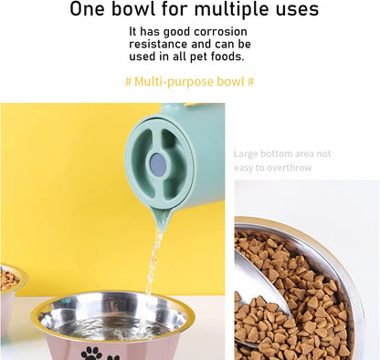 YUDANSI 860ml Pink Dog Bowls 2 Pack Small Medium Dogs Feeding Bowls Food Water Bowls with Non-Slip Silicone Sole, Stainless Steel Dog Dishes Elevated Raised Pet Feeder