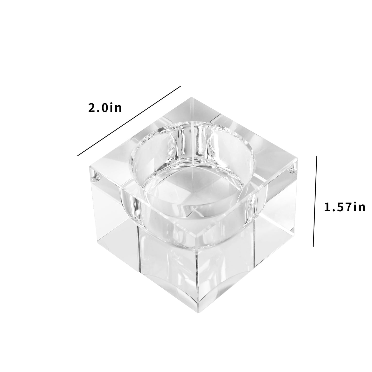 DONOUCLS Home Crystal Tealight Candle Holders Pack of 4, 1.5 Inches Height, Heavy Solid Square Hand Cut Tealight Holders Sets, Centerpiece for Home Decor(Clear)
