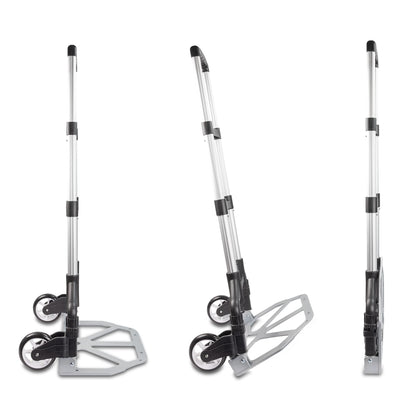 Ultimaxx Professional Heavy-Duty 150 Pound (lb) Capacity Aluminum Folding Hand Truck/Luggage Cart (Black/Silver) with Adjustable Handle, Folding Away Wheels, and Bungee Cord