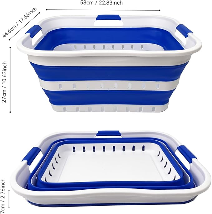 SAMMART 42L Collapsible Plastic Laundry Basket