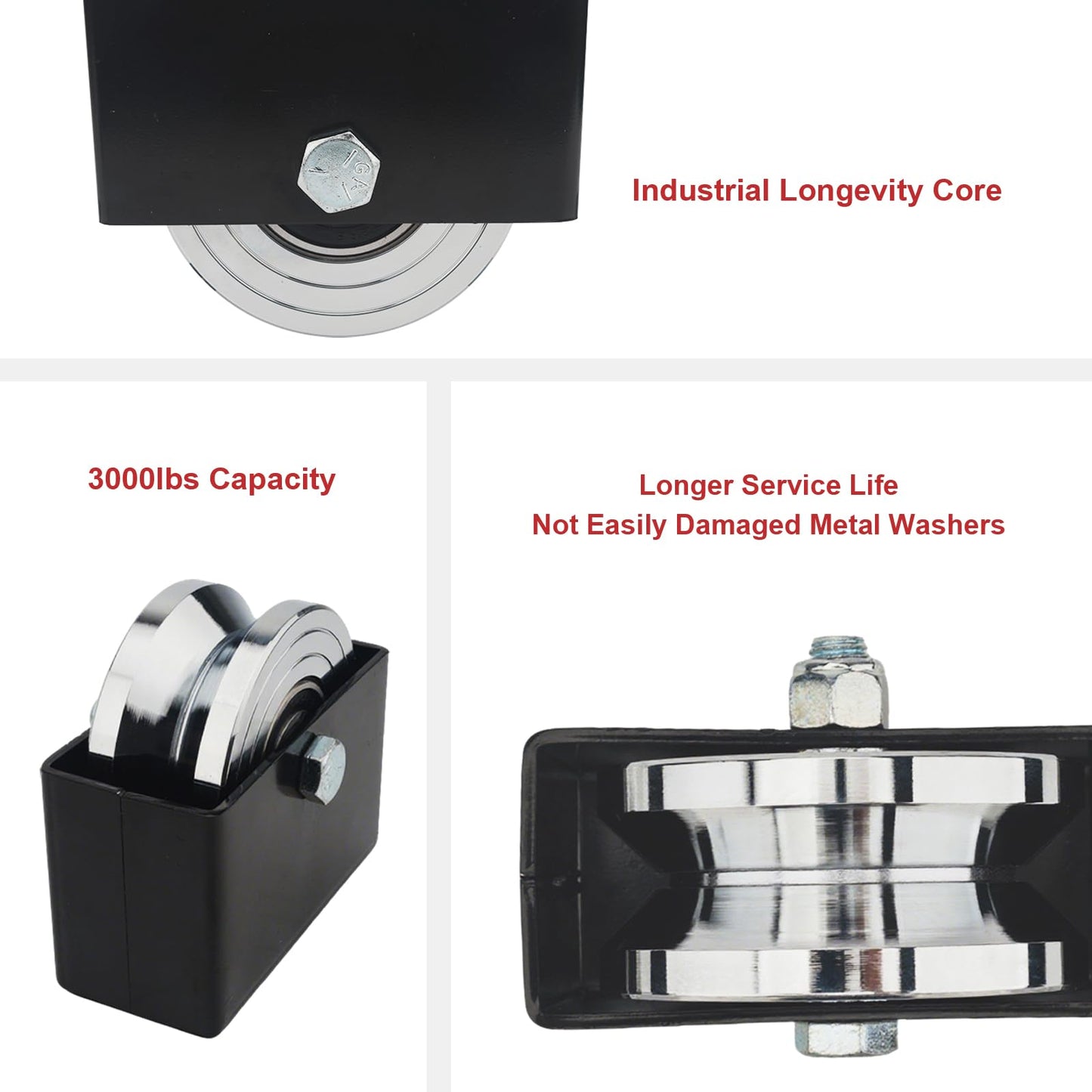 joytrace Heavy Duty 4" V-Groove Slide Gate Wheel with Welded Bracket Box - Heavy Duty 3000lbs Capacity, Dual Sealed Bearing for Sliding Rolling V Inverted Track Gates