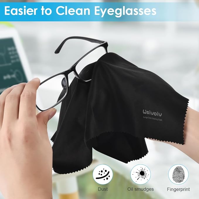 6PCS Large Eyeglass Cleaning Cloths, 12 x12 inches Glasses Cleaner,