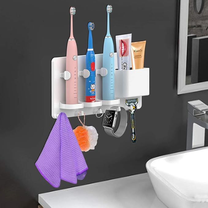 simpletome Adhesive Electric Toothbrush Holder Wall Mounted Razor Hanger