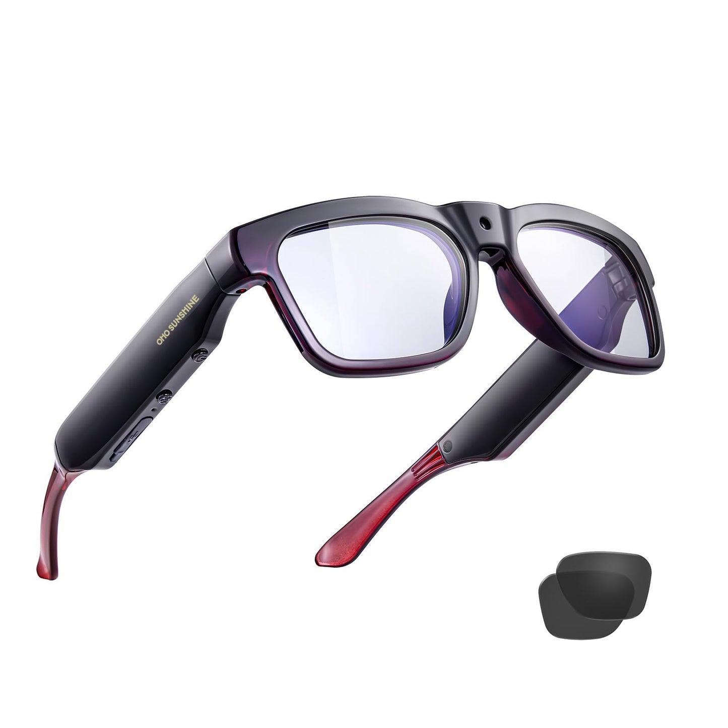 OhO Smart Glasses with Full HD Camera & Open Ear Bluetooth Speaker Headphone,Built in Memory,for Men Women