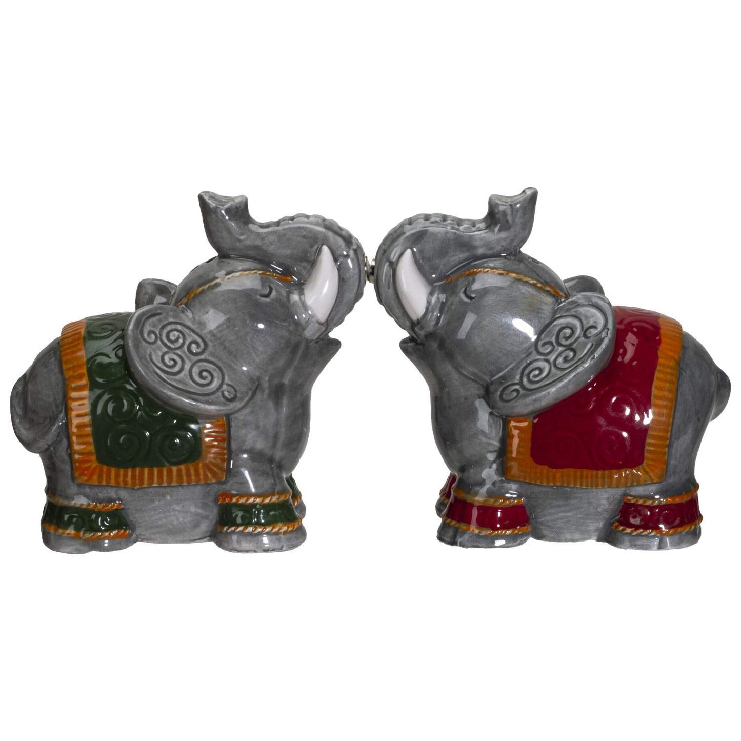 Pacific Giftware Raja Elephants Ceramic Salt and Pepper Shakers Set