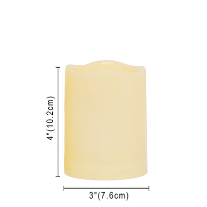 CANDLE CHOICE Waterproof Outdoor Battery Operated Flameless Candles with Timer Realistic Flickering Plastic Fake Electric LED Pillars for Lantern Garden Wedding Christmas Decorations 3”x4” 3 Pack