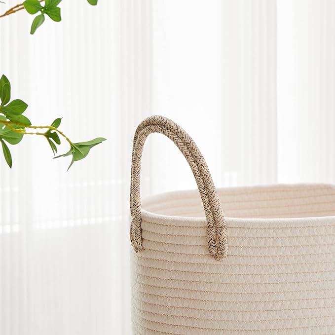 VIPOSCO Large Laundry Hamper, Tall Woven Rope Storage Basket