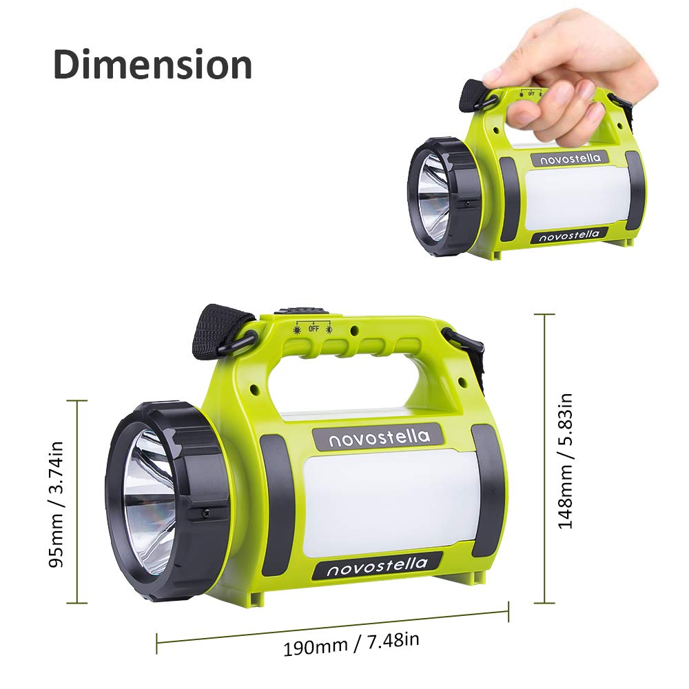 NOVOSTELLA Rechargeable LED Torch, Multi-Functional Camping Light, Waterproof Outdoor Spotlight Searchlight, High Power Beam Flashlight, 650lm Lightweight Lantern