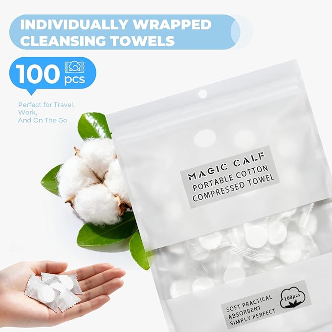 Classycoo Compressed Towel 100 PCS Mini Tablets Disposable Portable Face Towel