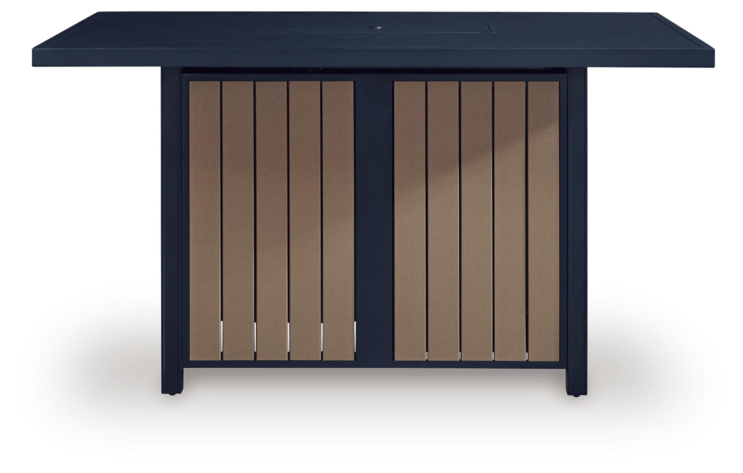 Signature Design by Ashley Mabry Shores Contemporary MEGA-TUFF™ HDPE Weather Resistant Outdoor Bar Table with Fire Pit and Adjustable Flame Control, Blue & Beige