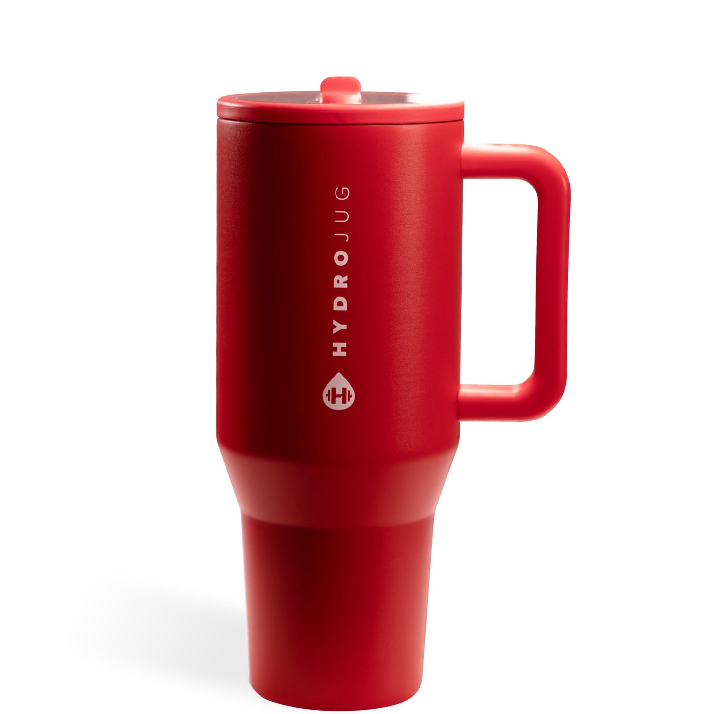 HydroJug Traveler - 32 oz Water Bottle with Handle & Flip Straw - Fits in Cup Holder, Leak Resistant Tumbler-Reusable Insulated Stainless Steel & Rubber Base - Gifts for Women & Men, Alumni Red