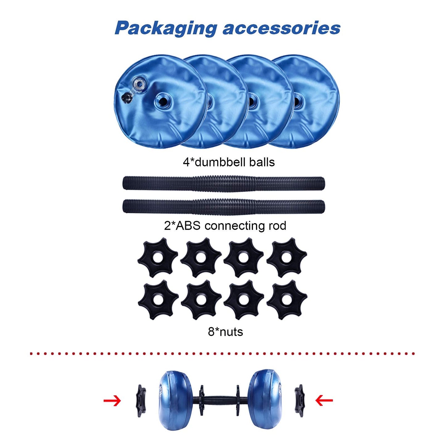 Water Filled Dumbbells Set - Water Filled Weights - Portable Travel Weights - Weights Adjustable Dumbbells - Portable Fitness Equipment - Strength Training - Fitness and Shaping