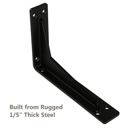 NEODROP 6-Pack 6 Inch Heavy Duty Shelf Brackets, Premium Metal Wall Bracket for Mantel, Countertop Support, Garage Storage Shelves | Floating Shelf Hardware | High Strength Corner Brace