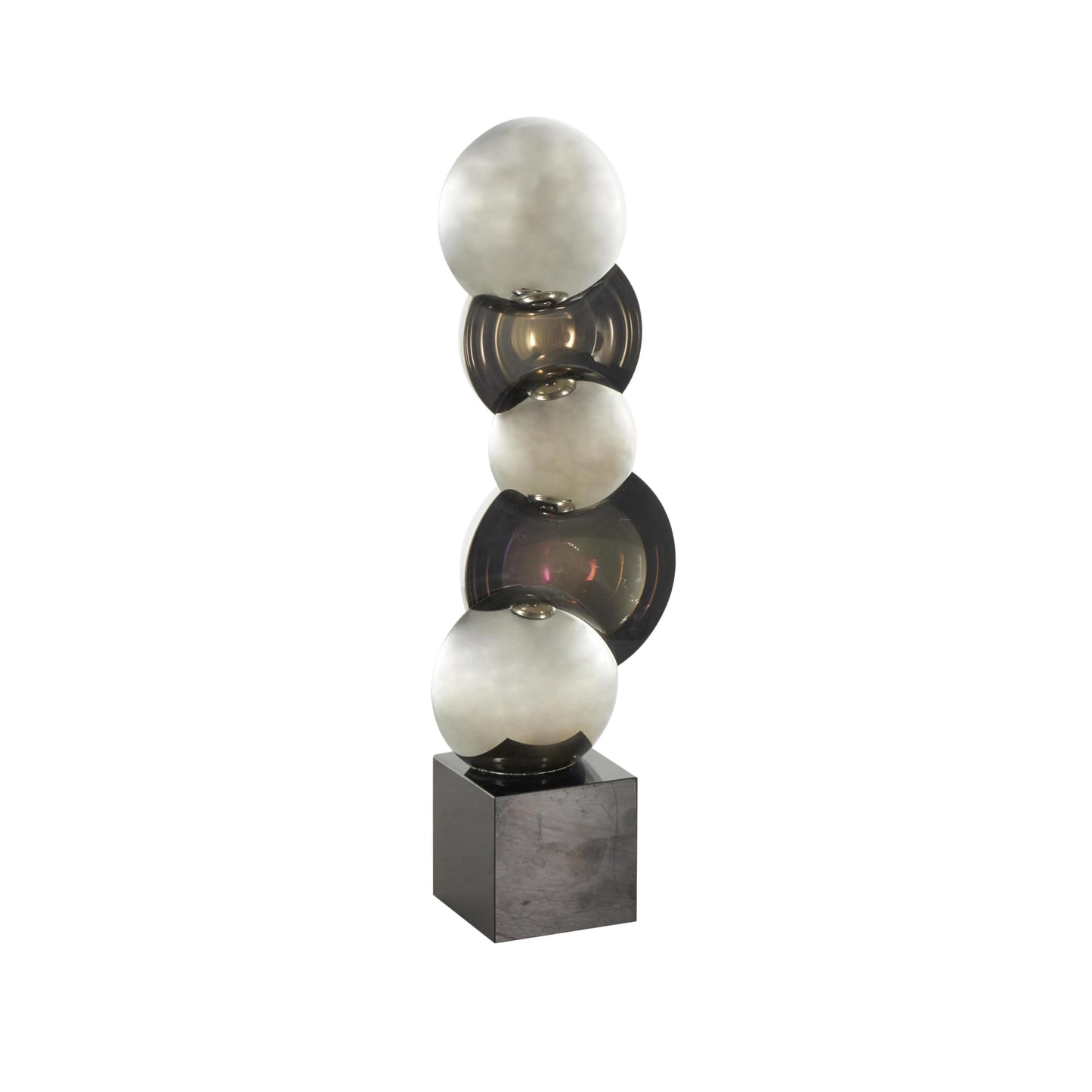 Deco 79 Glass Abstract Decorative Sculpture Stacked Orb Home Decor Statue with Black Base, Accent Figurine 5" x 4" x 16", Black