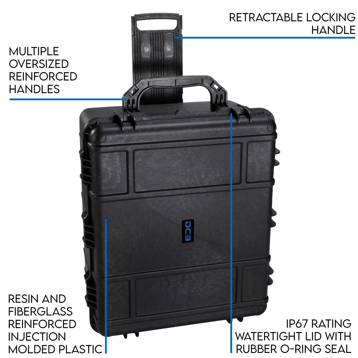 DCB Cases - Element 8477F Waterproof Rolling Hard Case with Foam Insert | IP67 Dustproof Impact-Resistant Protective Equipment Case | 33 x 28 x 17 | Wheels | Telescoping Handle