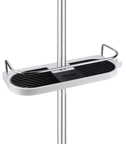 homeasy Bathroom Shower Shelf, Shower Caddy/Tidy No Drilling Shower Holders Storage for Soap Shampoo Shower Rack Hanging with Buckle and Shower Head Hook Suit 19mm-25mm Shower Rail