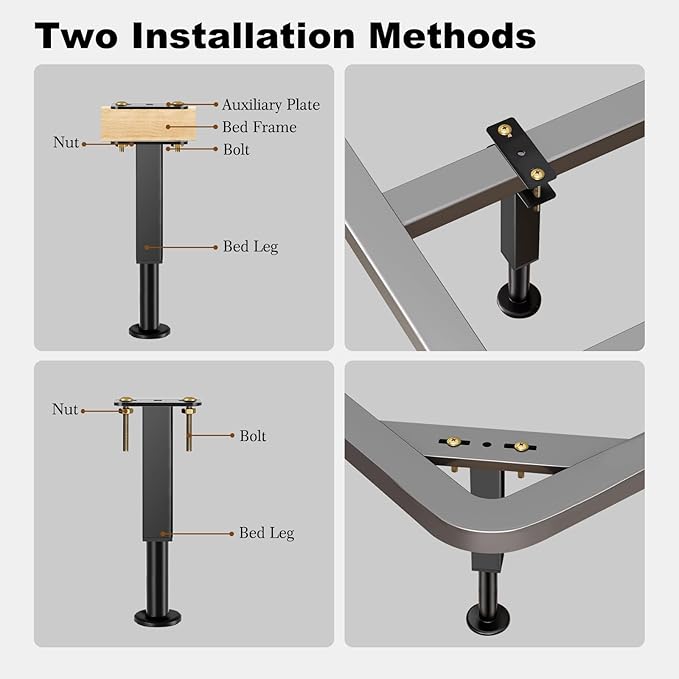 Bed Support Legs, 7.3-12 in Heavy Duty Metal Furniture Feet