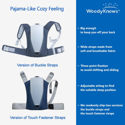 WoodyKnows Side-Sleeping Backpack, Sleep Position Trainer, Sleeping on The Side Alleviates Snoring Caused by Throat Issues (Small, Back Width＜16 Inch or 40 cm)