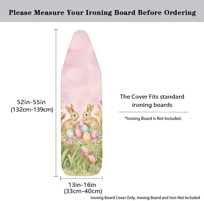 Tulip and Easter Bunny Ironing Board Covers Standard Size, Table Top Ironing