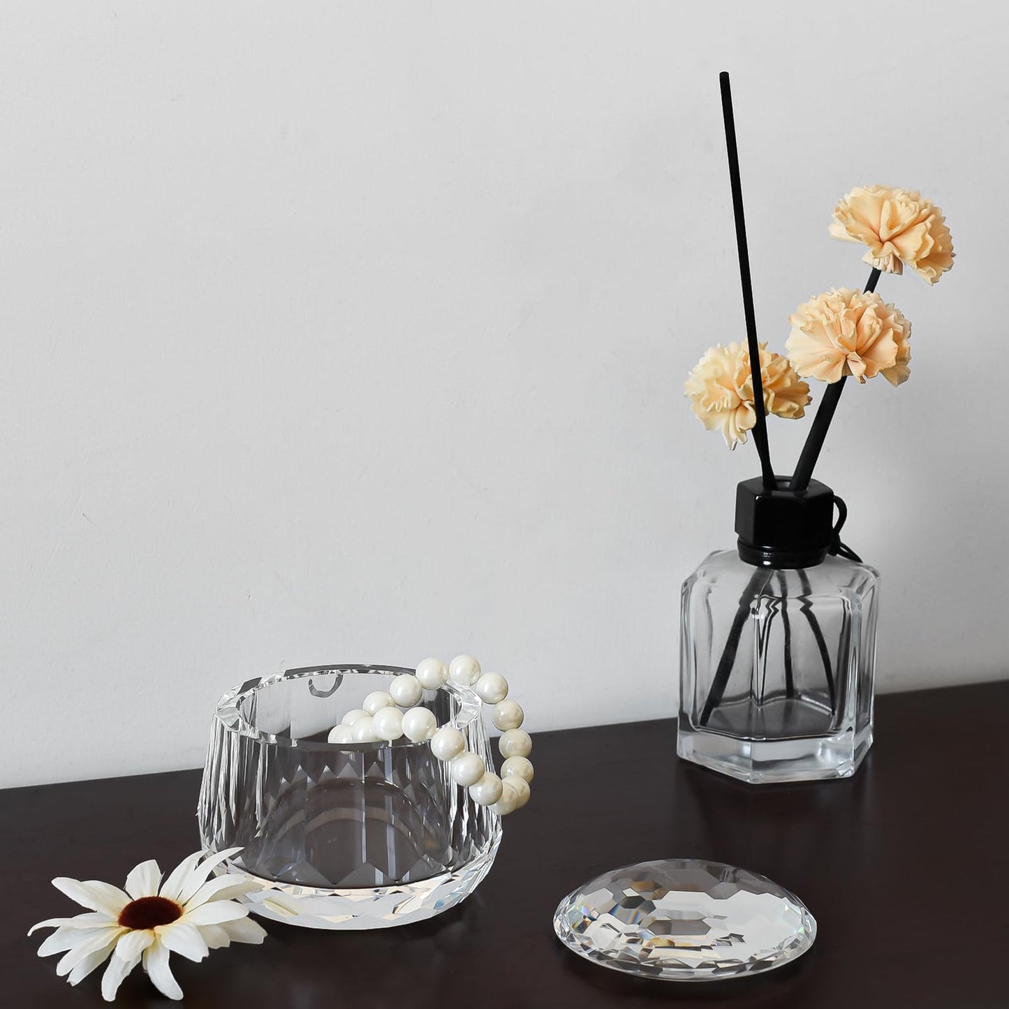 DONOUCLS Crystal Candy Dish, Nut Bowl with Lid 3.5" x 3.1" Decorative Crystal Bowl&Jar for Home Wedding Table, Comes With Gift Box