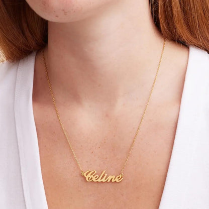 MyNameNecklace Name Necklace - Personalized Engraved Name Pendant Jewelry Precious Metals Sterling Silver 925 & Gold Plating - Nameplate Necklace Gift for Her