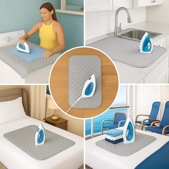 Magnetic Portable Ironing Mat 18" x 31" – Quilted Heat-Resistant Ironing Blanket