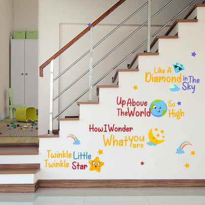 DEKOSH Baby Nursery Decor with Twinkle Twinkle Little Star Rhyme Wall Decal Set Peel and Stick Kids Wall Stickers for Playroom Classroom Children Bedroom