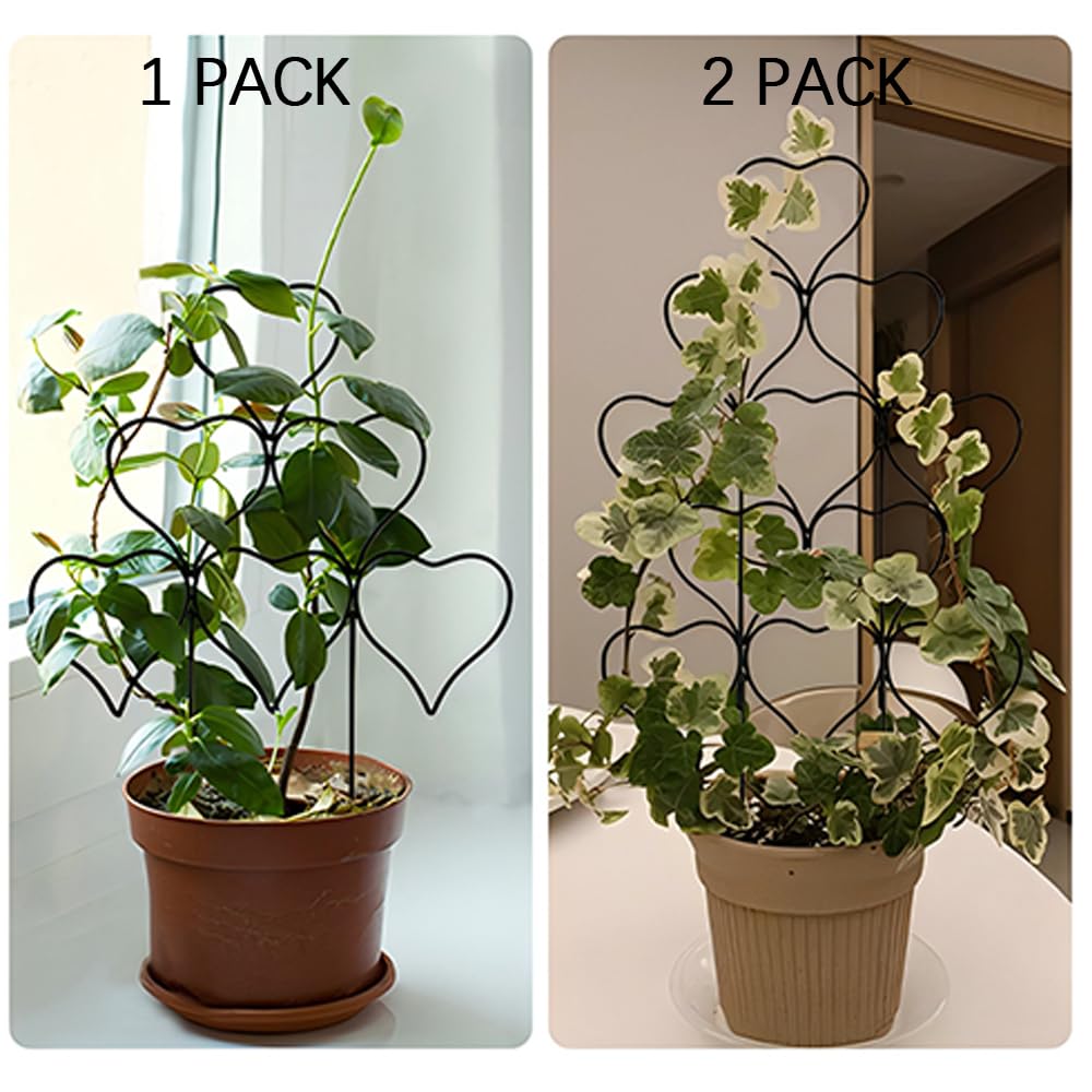 Plant Trellis for Climbing Plants Indoor Outdoor, Trlzey 3 Pack Stackable Metal Trellis - Small Garden Trellis for Potted Plants, Vine Support for Ivy, Flowers, DIY Home Deco
