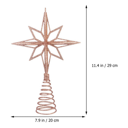 Glitter Star Tree Topper: 11 Inch Rose Gold Metal Christmas Tree Topper - Sparkling Xmas Top Decor for Modern Holiday Home Decoration