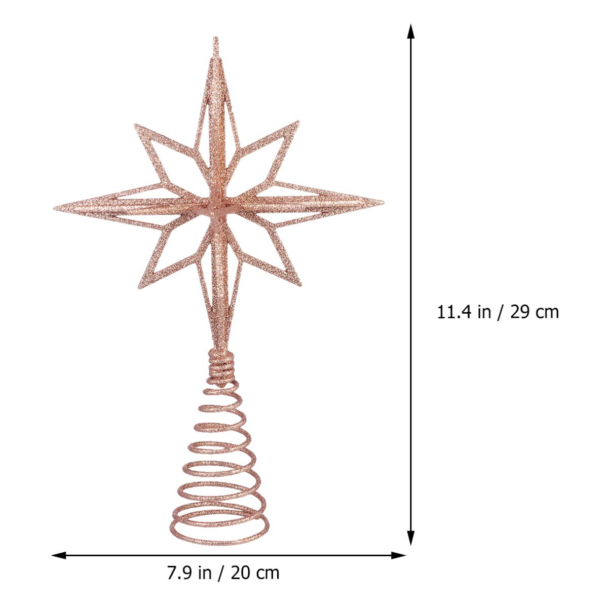 Glitter Star Tree Topper: 11 Inch Rose Gold Metal Christmas Tree Topper - Sparkling Xmas Top Decor for Modern Holiday Home Decoration