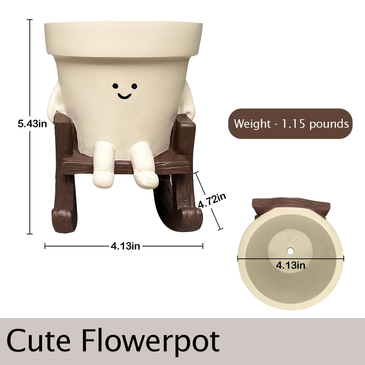Jxcnkiy Smily Face Planter Pot, Cute Rocking Chair Plants Pots, Funny Face Planter Pots Head, Indoor and Outdoor Succulent Pot with Drainage Hole, Gifts for Mother, Women, Appreciation, Christmas