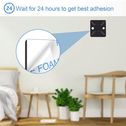 Zip Tie Mounts - SeuYeugX 100PCS Cable Self Adhesive Mounts Set for Wire Management with Stick Pads Anchors Clips Squares Holders (Black)