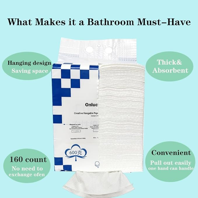【Large Pack】Disposable Face Towels 160 Count, Hanging Design100% Bio-based