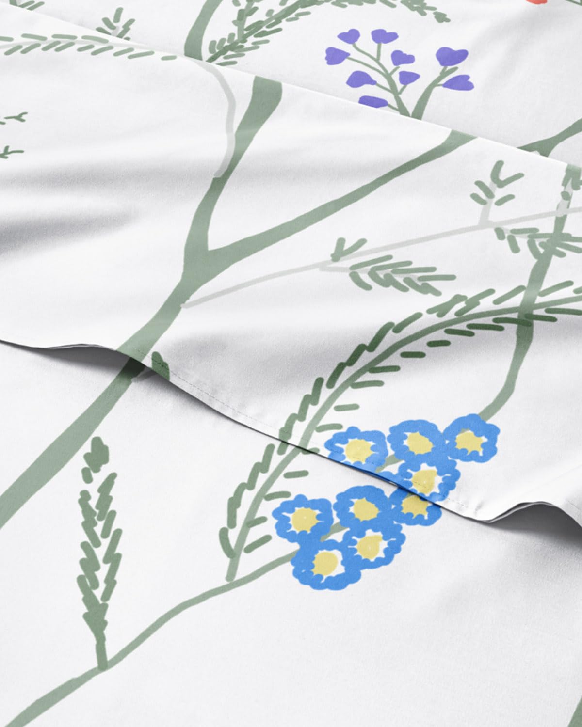 Floral Sheets - Boho Full Bed Sheet Set - 1 Flat, 1 Fitted & 2 Pillowcases w/ Deep Pockets - Comfy, Wrinkle & Fade Free - Boho Botanical Bedding - Ultra-Soft, Breathable and Cooling - Full Size Set