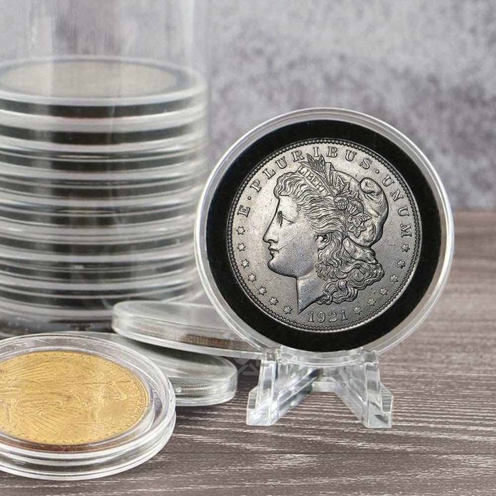 OnFireGuy Clear Display Stand Easel for Holder Coin Capsules Challenge Medals Casino Chips, 10 Pack