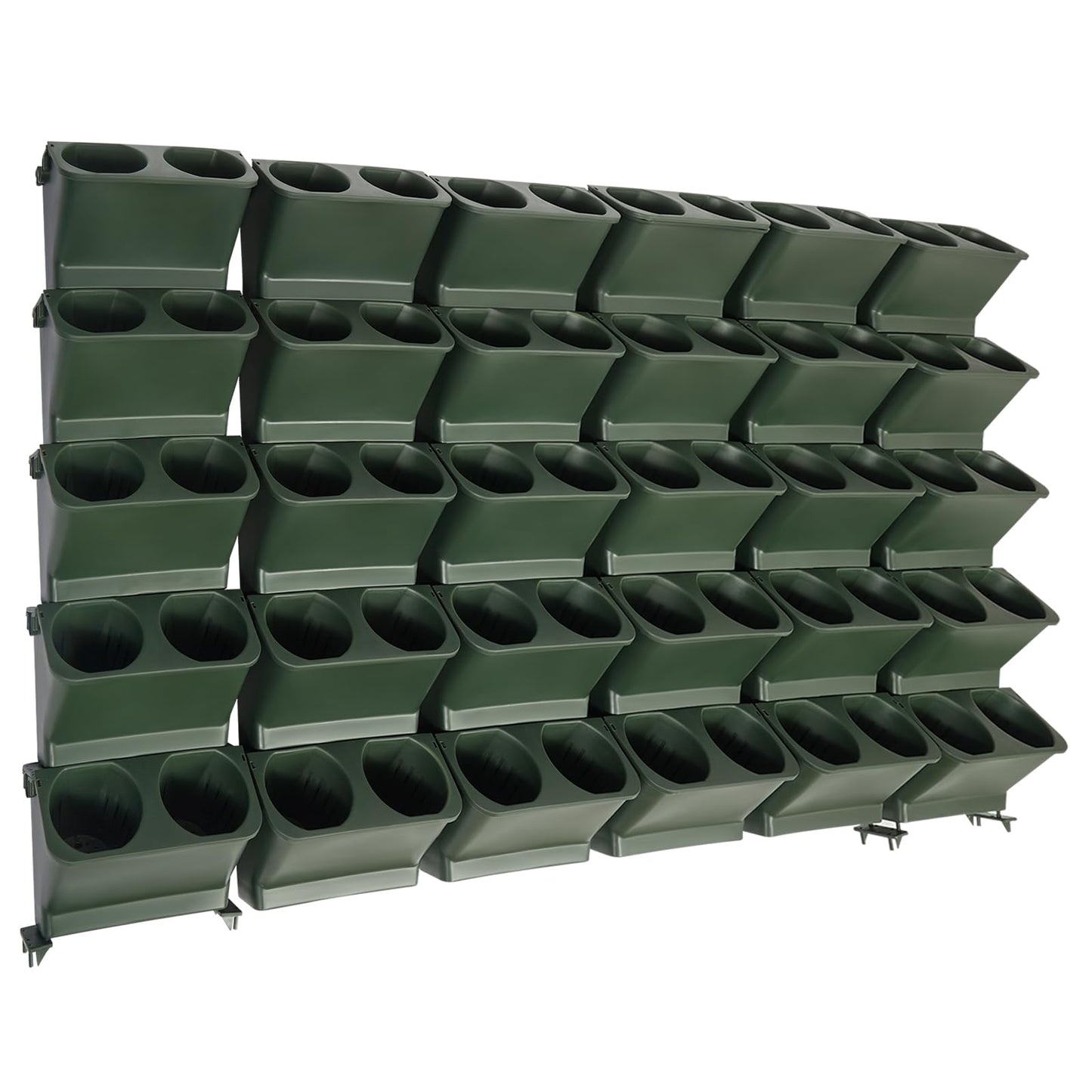 DYNAMI Wall Mounted Plant Holder with 30 Pots(60 Planting Holes), Green Vertical Wall Planters Self Watering Flower Pot Holders with Drainage Holes,for Indoor Outdoor Plants