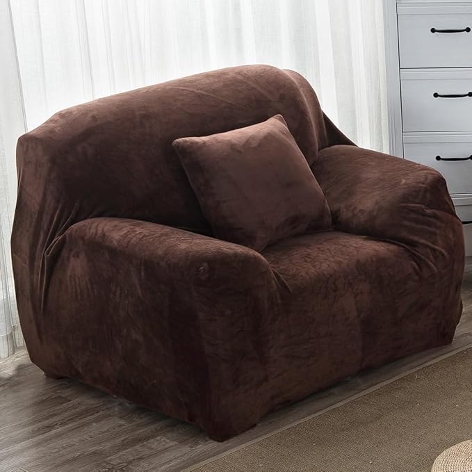 vctops 1-Piece Velvet Plush Stretch Chair Sofa Slipcover Soft Fuzzy Fluffy